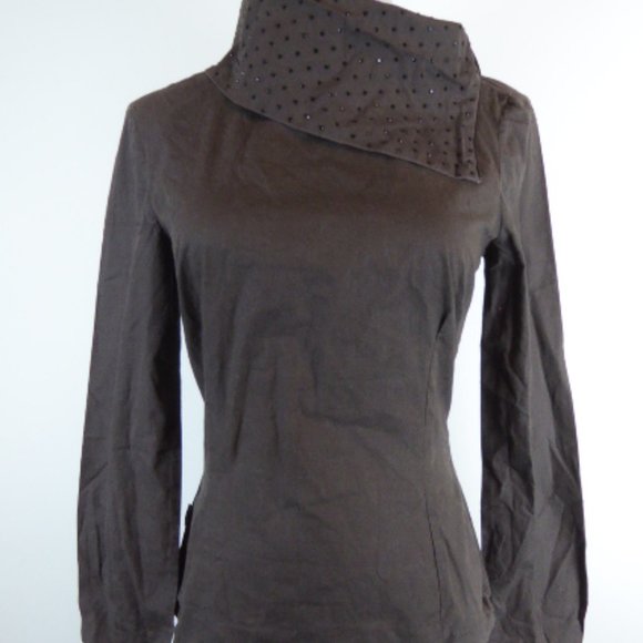 Moschino jeans studded Gray top i42 8 high neck runs small xs - Picture 8 of 9